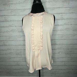 Karl Lagerfeld Ruffle Sleeveless Blush Blouse